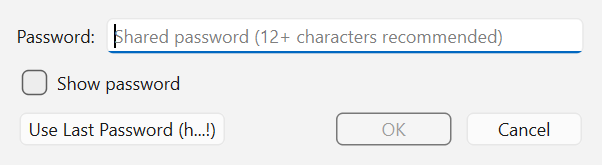 The password dialog with a Use Last Password button