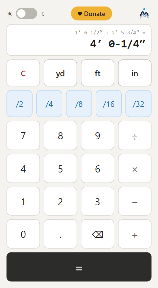 SAE Fractional Calculator main window